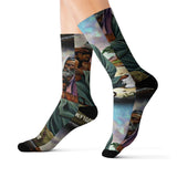 Religious Art Sublimation Socks — Vintage Biblical Illustration Crew Socks