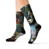 Religious Art Sublimation Socks — Vintage Biblical Illustration Crew Socks