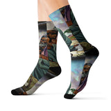 Religious Art Sublimation Socks — Vintage Biblical Illustration Crew Socks
