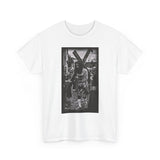 ONLY1GOD "CALVERY" Procession T‑Shirt — Black & White Jesus Carrying Cross Graphic