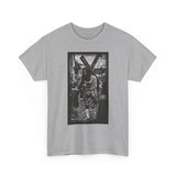 ONLY1GOD "CALVERY" Procession T‑Shirt — Black & White Jesus Carrying Cross Graphic