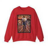 Track Star Crewneck Sweatshirt — Vintage Athlete Photo Graphic